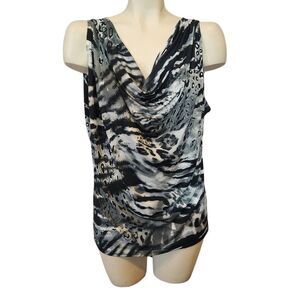 Lafiance Stylish Black and Gray Women's Top Size Large
